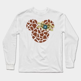 Giraffe Print Floral Mouse Long Sleeve T-Shirt